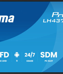 MONITOR IIYAMA 43" (LH4375UHS-B2AG) ANDROID 11 / 3844X2160 (4K UHD) / OPERACION 24/7 /500CD / LANDSC. Y PORTRAIT / 3XHDMI / DP / RJ45 / VESA 400X400 / ALTAVOCES 2X10W