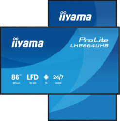 Monitor Profesional iiyama ProLite LH8664UHS-B3AG 86” 4K UHD 24/7 con Android para Señalización Digital
